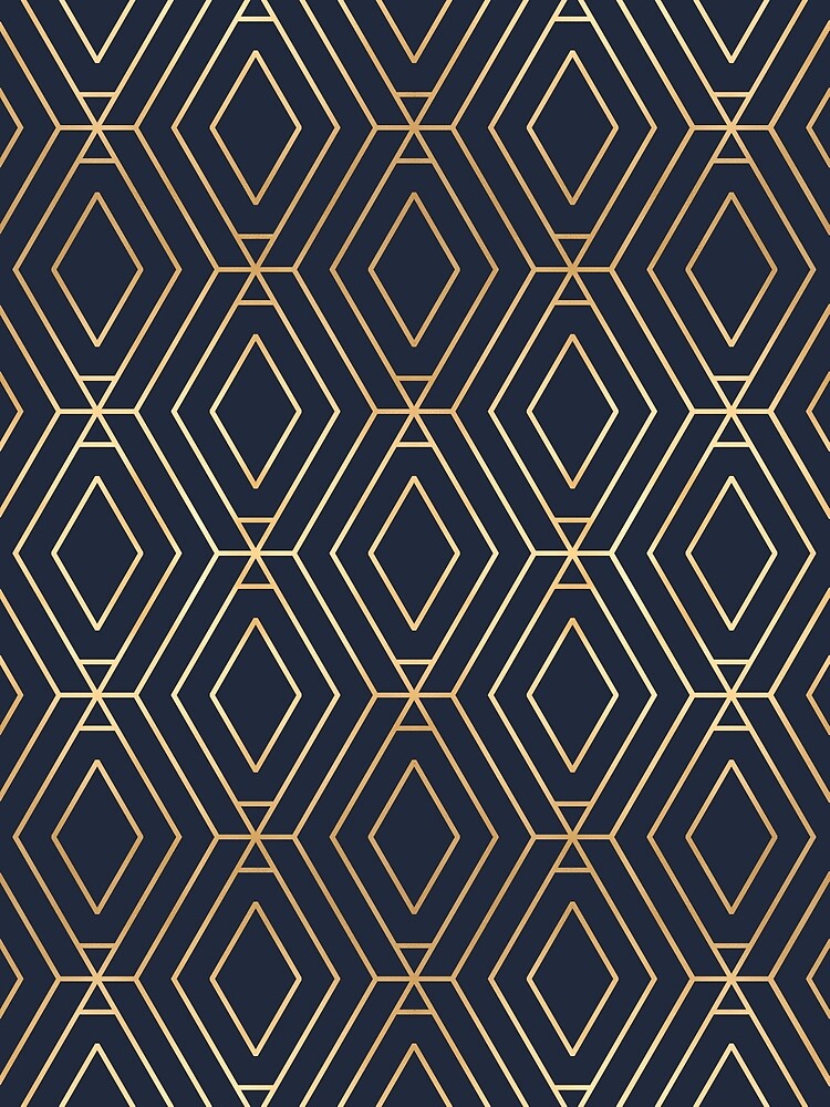 "Navy & Gold Diamond Geometric" by BlueBanana Redbubble