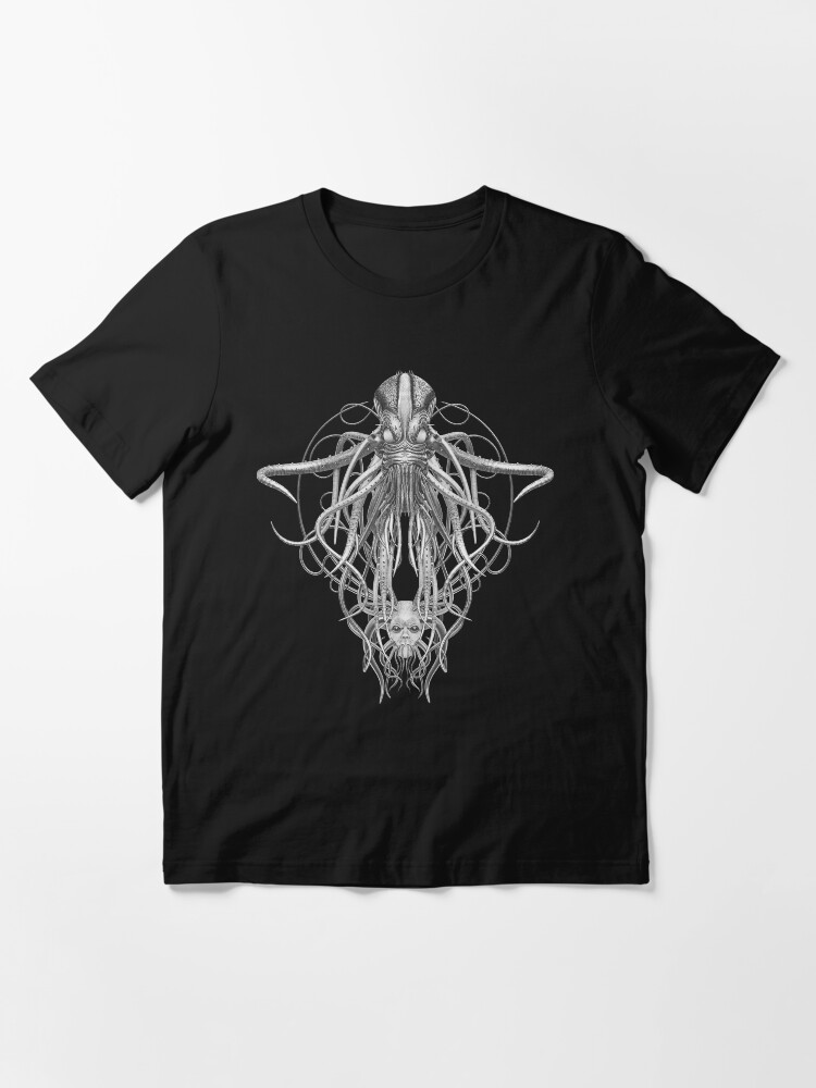 Alternate view of Cthulhu / Kraken in Black and White Essential T-Shirt