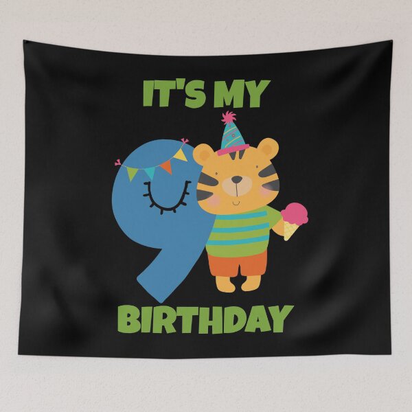 Item preview, It's My 9th Birthday, Happy 9th Birthday, Happy ninth Birthday Design for boys and girls designed and sold by marosharaf.