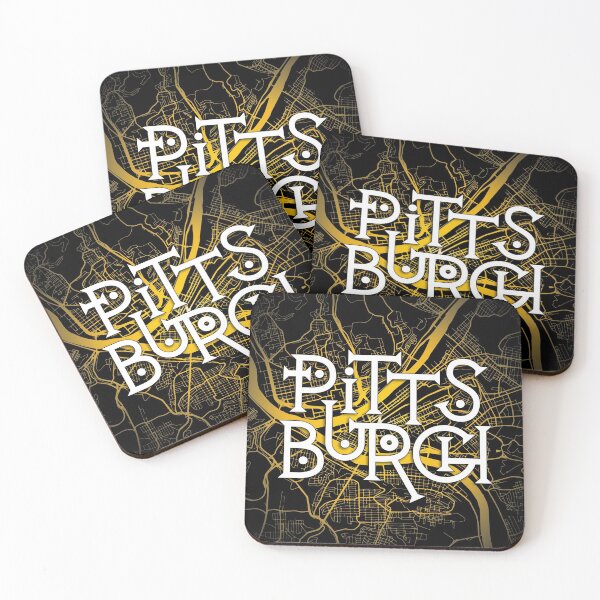 Aperçu de l'œuvre Carte noire et jaune de Pittsburgh Techy créée et vendue par polliadesign.