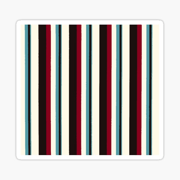 Retro Vertical Burgundy Black Teal and Cream Stripes Sticker