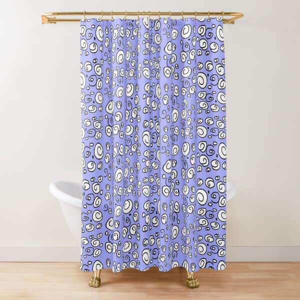 Swirl blue black and white pattern Shower Curtain