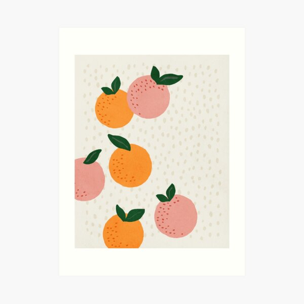 Oranges, Mid century modern kids wall art, Nursery room Art Print