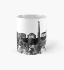 Washington DC skyline in black watercolor on white background Mug
