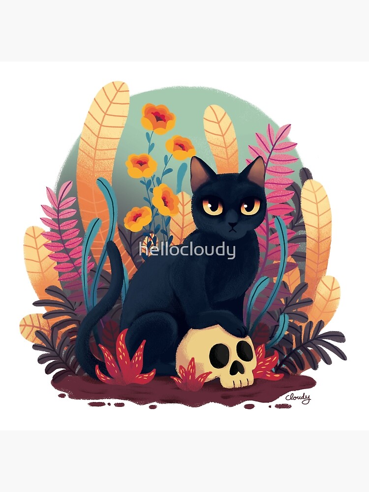 Thumbnail 2 of 2, Art Board Print, Skull kitty designed and sold by hellocloudy.