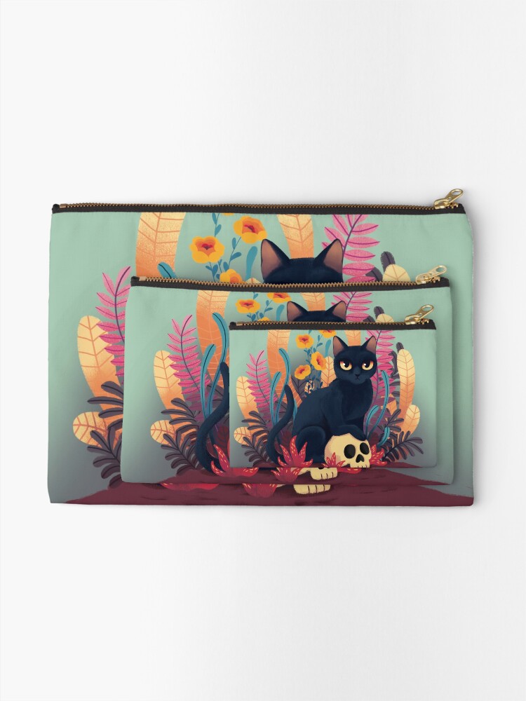 Alternate view of Skull kitty Zipper Pouch