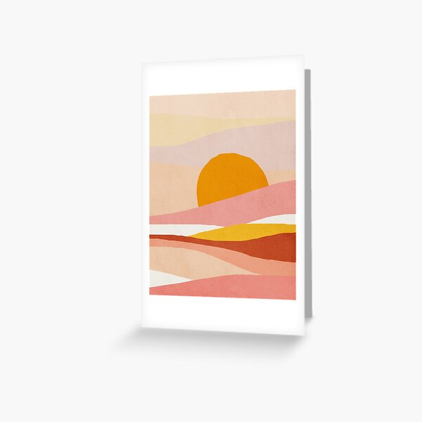 Abstract, Landscape, Sun, Mid century modern kids wall art, Nursery room Greeting Card