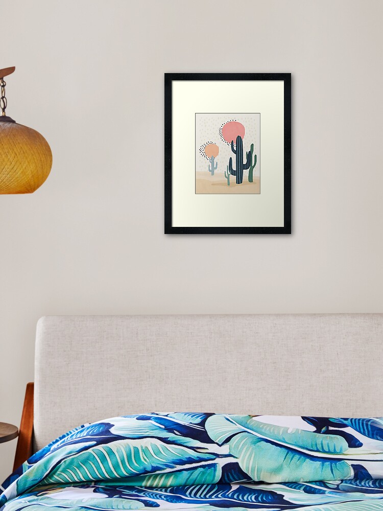 Aperçu 2 sur 7. Impression encadrée avec l'œuvre Cactus, Abstrait, Soleil, Décorations murales d'enfants modernes du milieu du siècle, Chambre de bébé créée et vendue par juliaemelian.