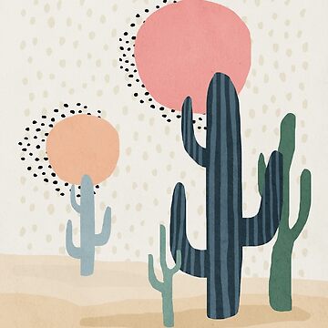 Aperçu de l'œuvre Cactus, Abstrait, Soleil, Décorations murales d'enfants modernes du milieu du siècle, Chambre de bébé de juliaemelian