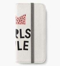 Girls rule, Abstract, Mid century modern kids wall art, Nursery room iPhone Wallet/Case/Skin