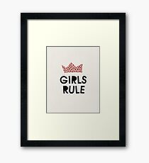 Girls rule, Abstract, Mid century modern kids wall art, Nursery room Framed Print