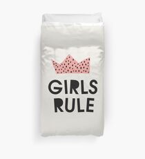 Girls rule, Abstract, Mid century modern kids wall art, Nursery room Duvet Cover