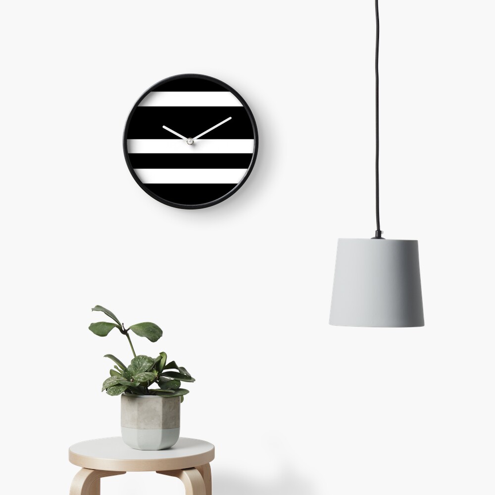 Black and white modern stripe pattern Clock