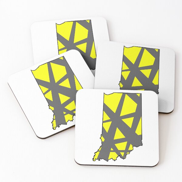 Item preview, Indiana State Map Yellow and Gray Geometric Pattern designed and sold by lukaskugler.
