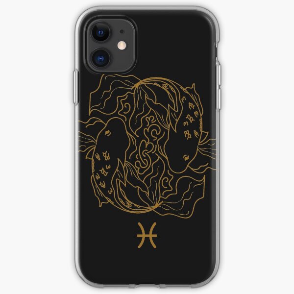 Pisces Fish - BLACK AND GOLD iPhone Soft Case