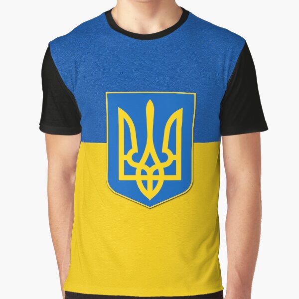 Flag of Ukraine and Coat of arms of Ukraine, Patriotic Gift Graphic T-Shirt
