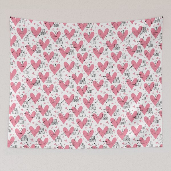 Item preview, Pilates poses and heart seamless pattern designed and sold by sashica.