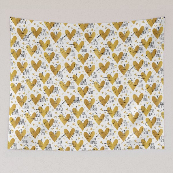 Item preview, Pilates poses and heart seamless pattern designed and sold by sashica.