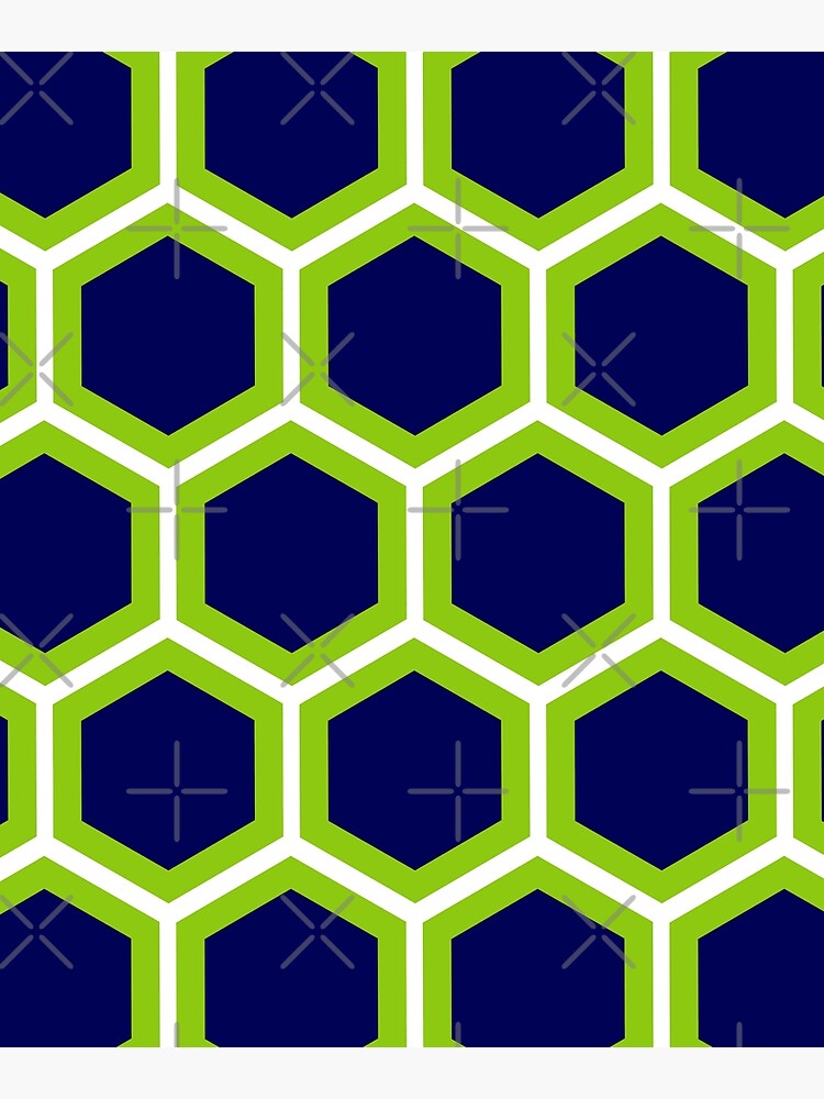 Large Honeycomb in Lime Green, Bright Navy Blue, and White. Minimalist.  Geometric. Modern. Bold. Throw Pillow for Sale by kierkegaard