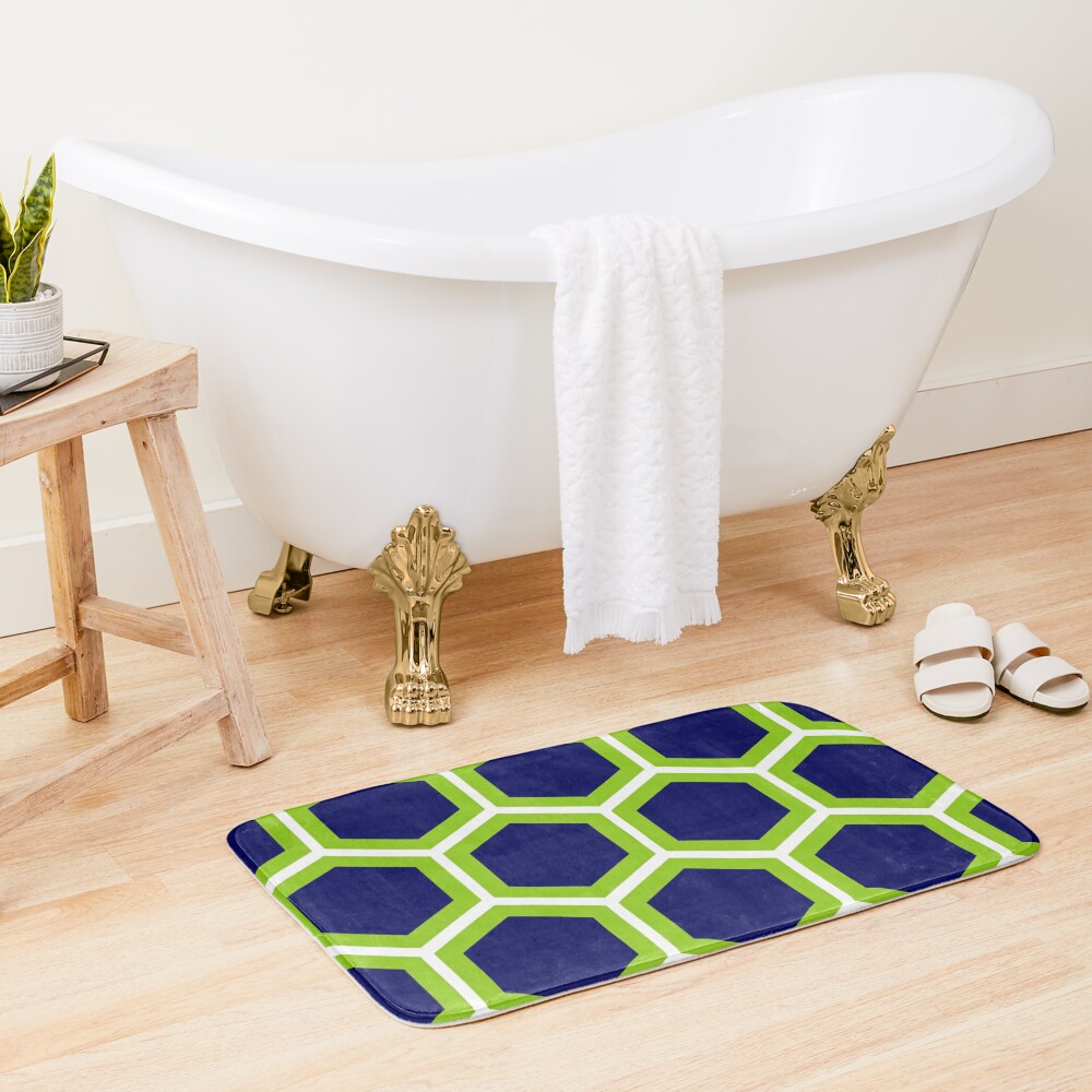 Square Honeycomb Bath Rug in Aqua