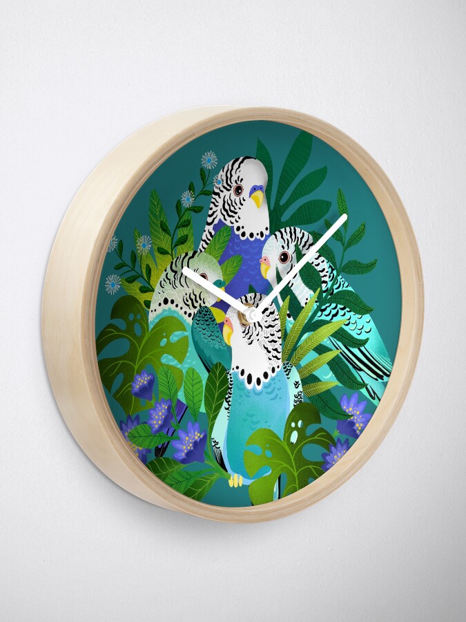 Alternate view of Budgie bouquet Clock