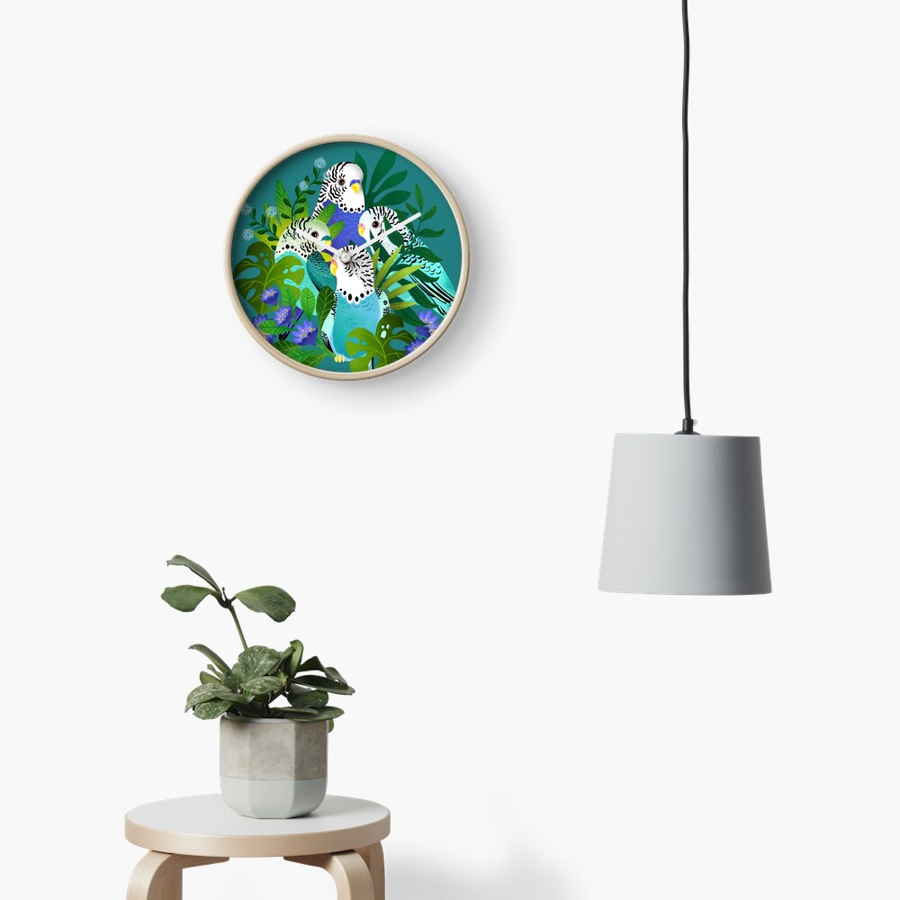 Budgie bouquet Clock