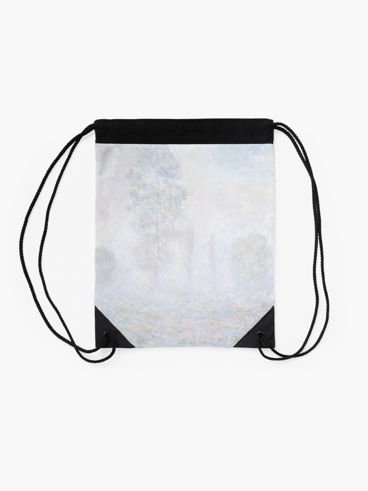 Alternate view of Morning Haze by Claude Monet Drawstring Bag
