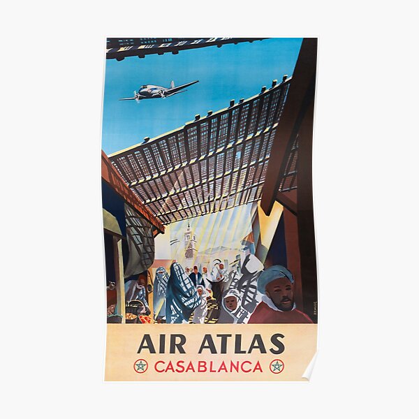 Casablanca - Vintage Air Atlas Airline Poster Poster