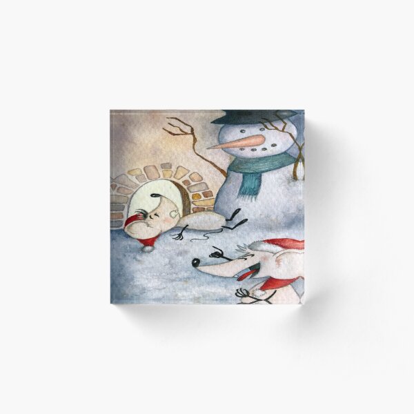"Muñeco de nieve", Feliz Navidad Bloque acrílico