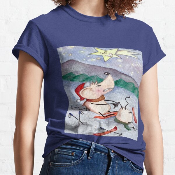 "Esquiando", Feliz Navidad Camiseta clásica