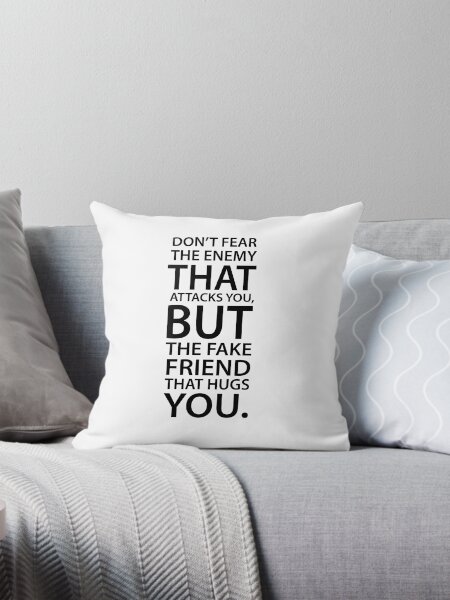 Don t fear the enemy that attacks you but the fake friend that hugs you. Pillow for Sale by mickeysix Redbubble