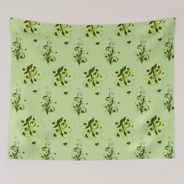 Item preview, Hearts with Flourish in Vintage Green on Green designed and sold by Darcy777.