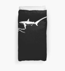 Scuba Diver Swimming With Thresher Shark Duvet Cover