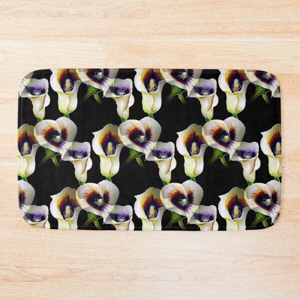 Item preview, Arum Calla Lilies Pattern in Watercolor on Black Background  designed and sold by Nisuris.