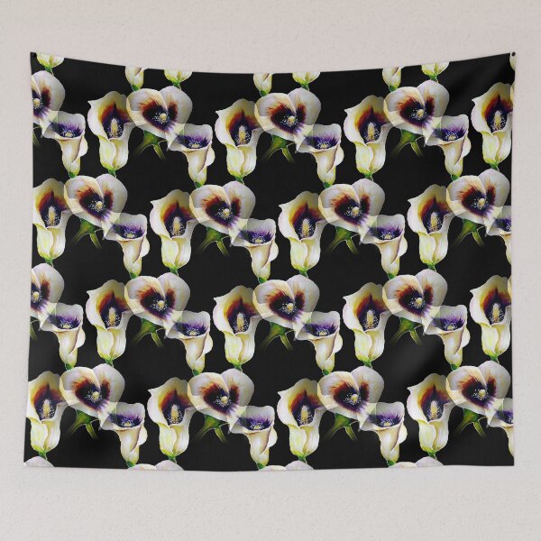 Item preview, Arum Calla Lilies Pattern in Watercolor on Black Background  designed and sold by Nisuris.