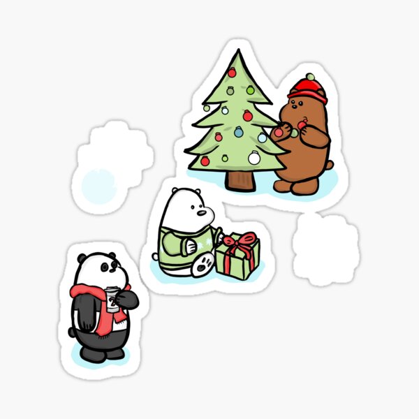 We Bare Bears Christmas Pattern Sticker