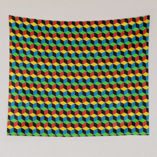 Item preview, Qbert Video Game Multi Color Blocks designed and sold by VintageStyle.