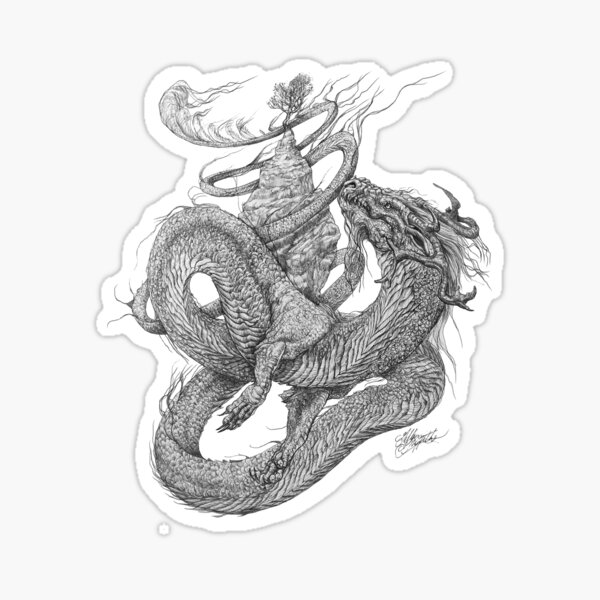 Spiraling Dragon Sticker