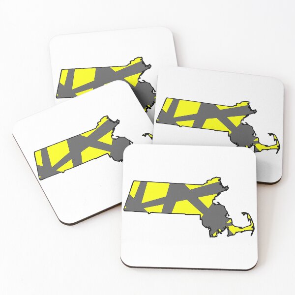 Item preview, Massachusetts State Map Yellow and Gray Geometric Pattern designed and sold by lukaskugler.