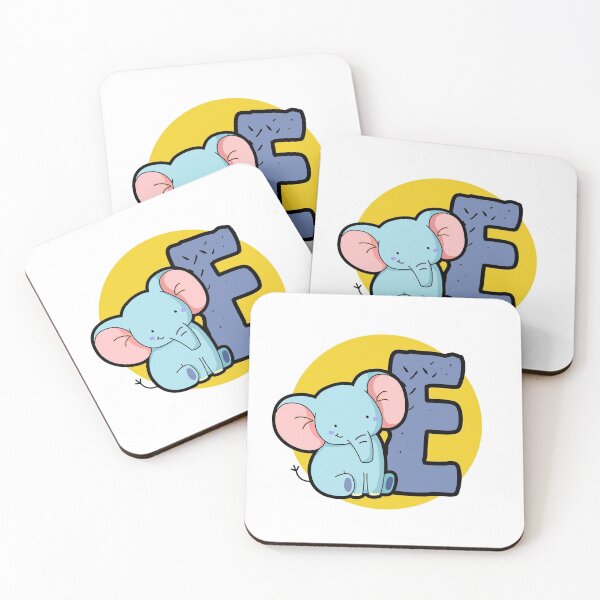 Artikelvorschau, Alphabet Buchstabe E Niedlicher Baby Blauer Elefant entworfen und verkauft von kidsmonogram.