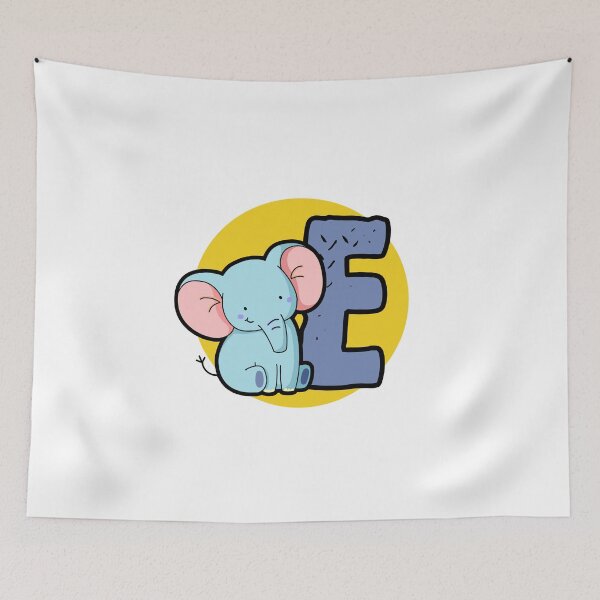 Artikelvorschau, Alphabet Buchstabe E Niedlicher Baby Blauer Elefant entworfen und verkauft von kidsmonogram.