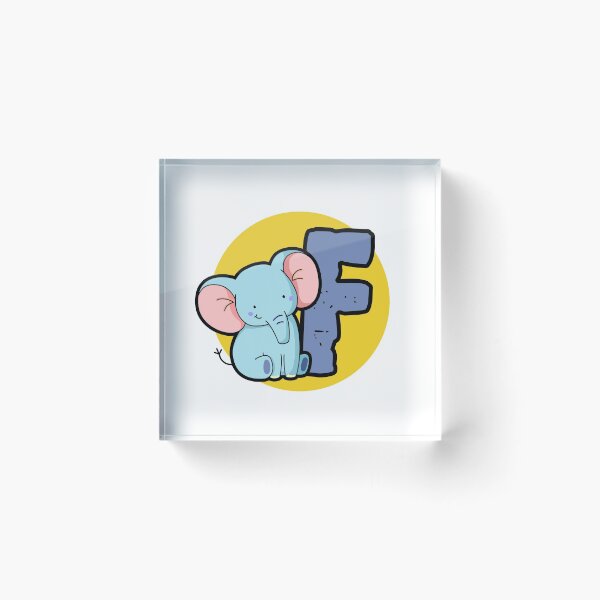 Artikelvorschau, Alphabet Buchstabe F Niedlicher Baby Blauer Elefant entworfen und verkauft von kidsmonogram.