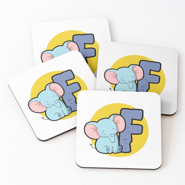 Artikelvorschau, Alphabet Buchstabe F Niedlicher Baby Blauer Elefant entworfen und verkauft von kidsmonogram.