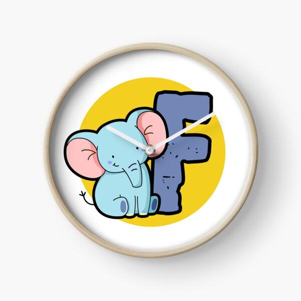 Artikelvorschau, Alphabet Buchstabe F Niedlicher Baby Blauer Elefant entworfen und verkauft von kidsmonogram.