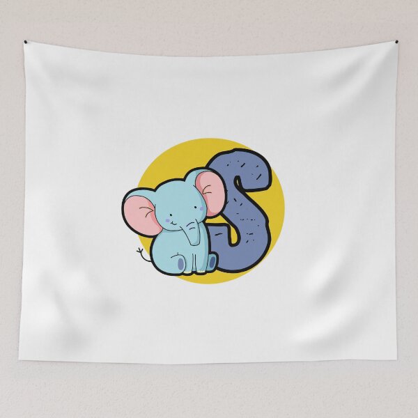Item preview, Alphabet Letter S Cute Baby Blue Elephant designed and sold by kidsmonogram.