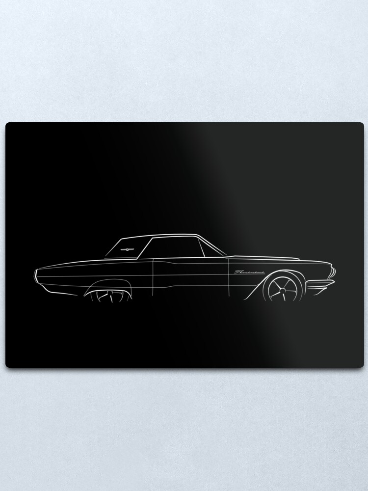Alternate view of 1964 Ford Thunderbird - profile stencil, white Metal Print