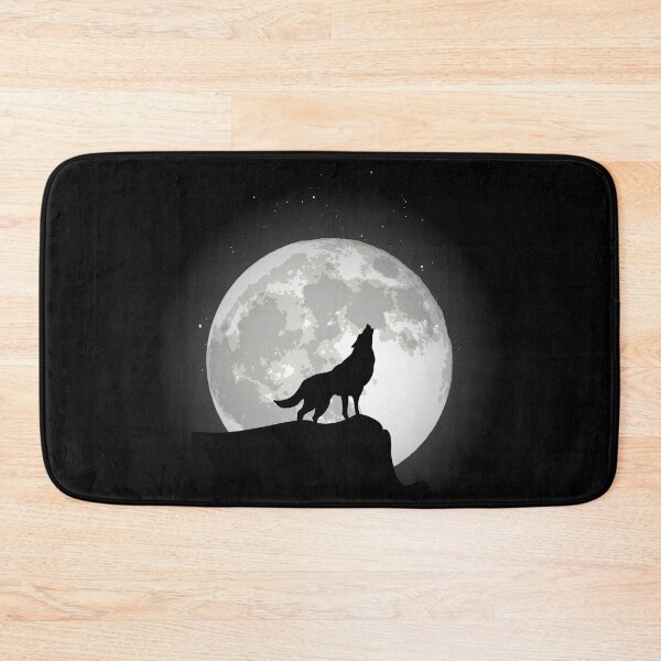 Artikelvorschau, Wolf auf einem Felsen im Mondlicht.  entworfen und verkauft von emphatic.
