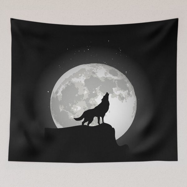Artikelvorschau, Wolf auf einem Felsen im Mondlicht. entworfen und verkauft von emphatic.