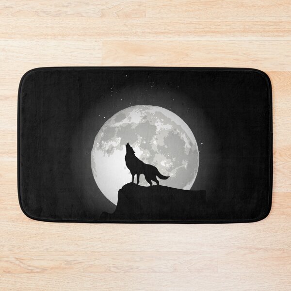 Artikelvorschau, Wolf auf einem Felsen im Mondlicht.  entworfen und verkauft von emphatic.
