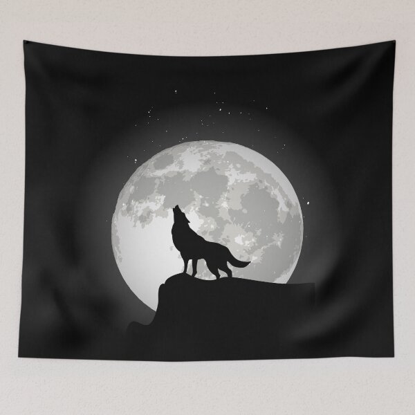 Artikelvorschau, Wolf auf einem Felsen im Mondlicht. entworfen und verkauft von emphatic.